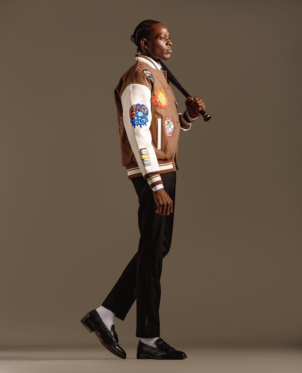 Blue premium leather varsity jacket - Image 4